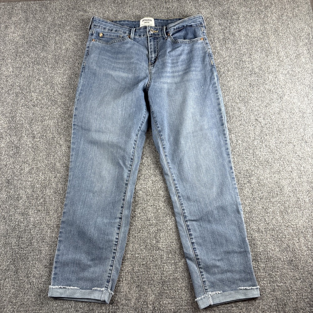 Denizen from Levi's Mid Rise Boyfriend Jeans Medium Light Wash Frayed Hem 12 W31